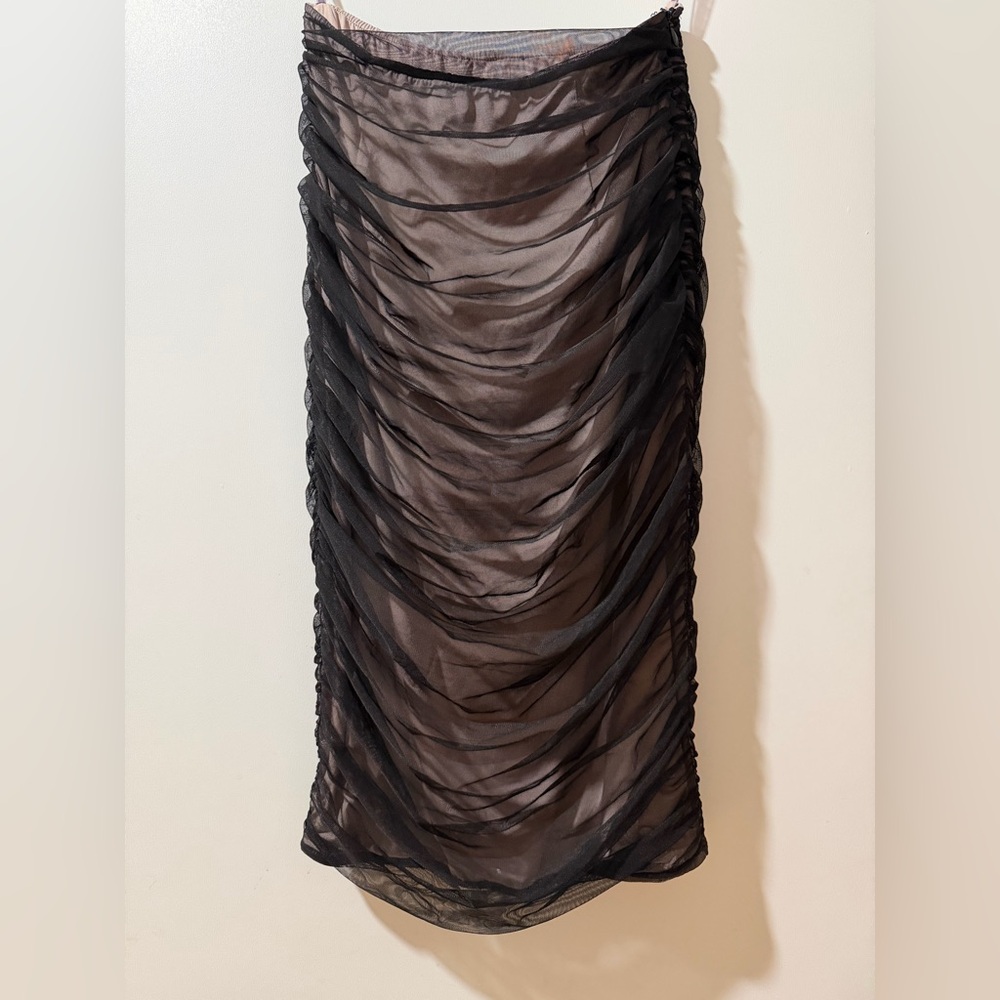 House Of Cb Leonela Skirt Ruched Mesh Small - Picture 2 of 7